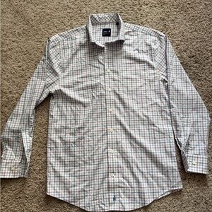 johnnie-O Slim Fit Windowpane Dress Shirt in Blue & White